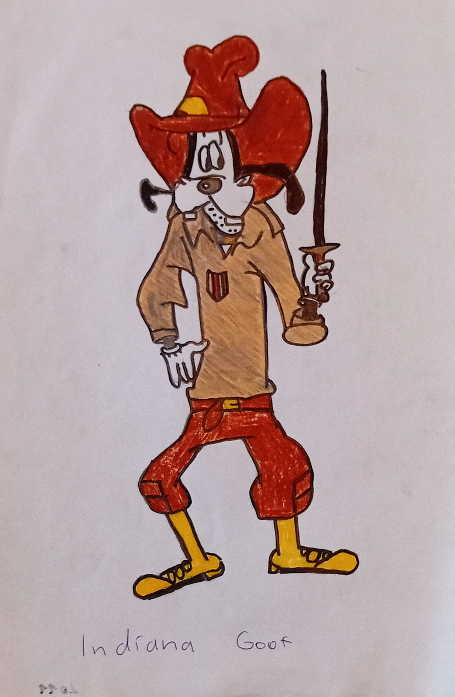 Indiana Goof 2, 2012. Buntstift und Marker auf Papier -- 15 x 30